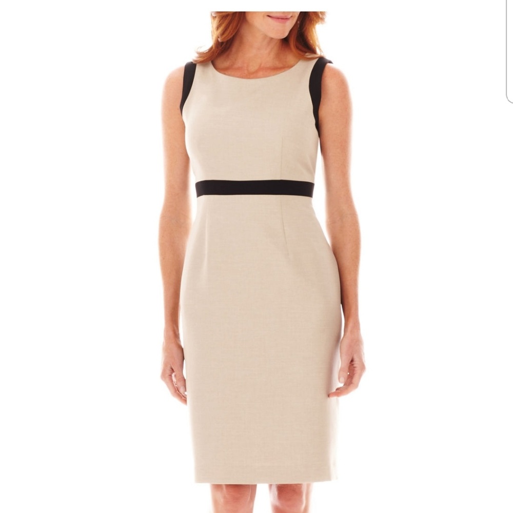 Black Label by Evan Picone Tan & Black Dress